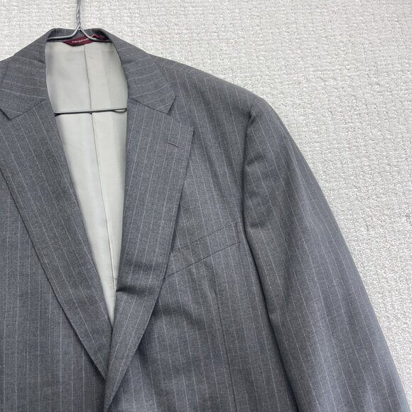 Samuelsohn Men's Sports Coat 42R Grey Wool Super 100s w/ CHalk Line Canada Made - Picture 3 of 16